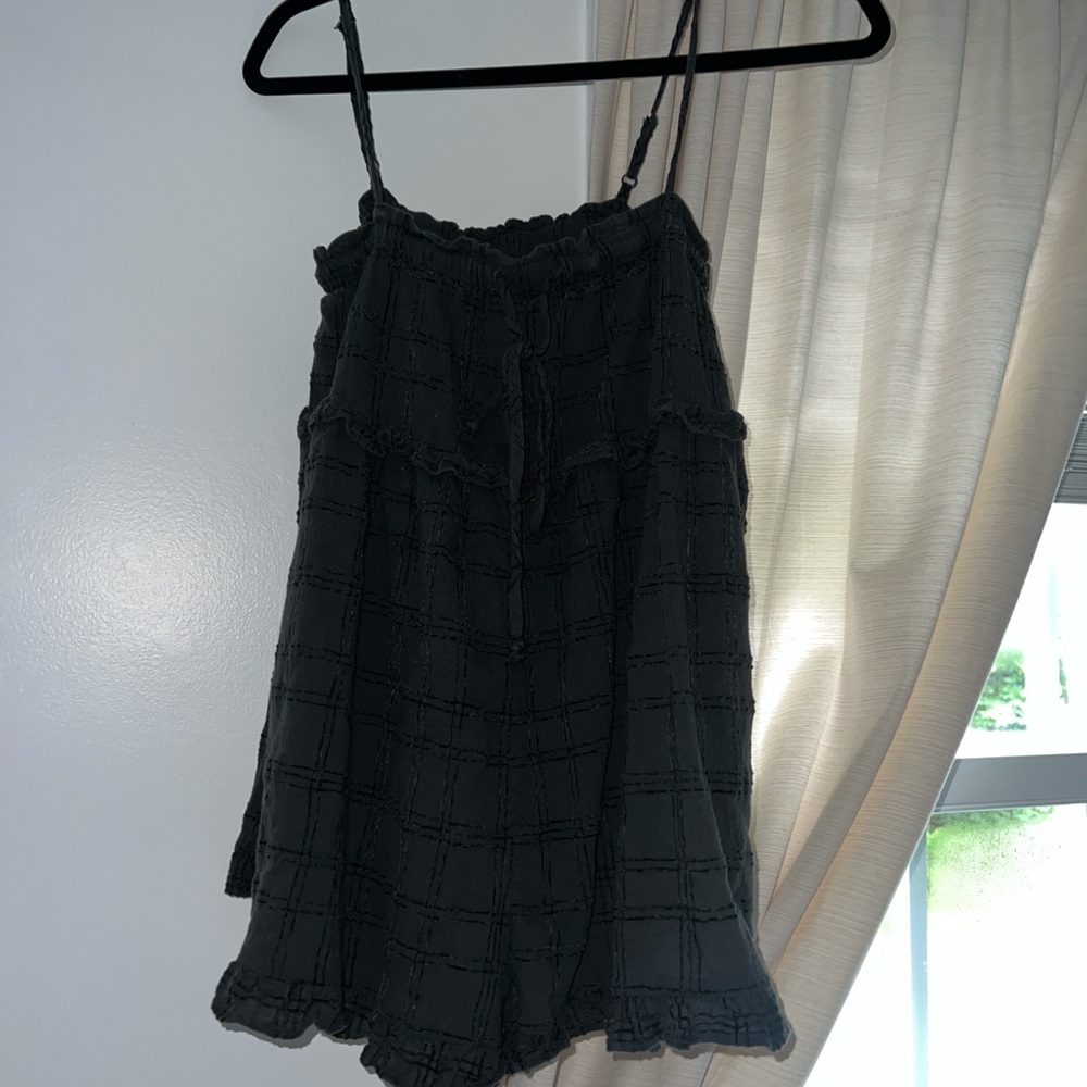 Dark Grey Textured Spaghetti Strap Dress